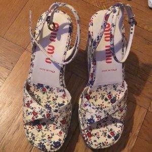 Miu Miu pristine floral platform sandals